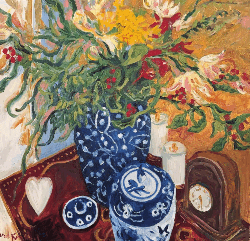 Blue Vase with Flowers
